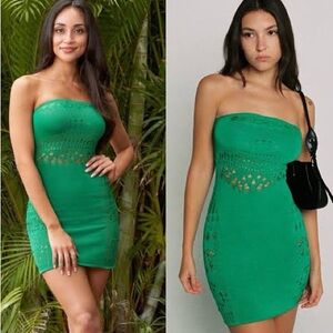 Tiger Mist Strapless Green Dress